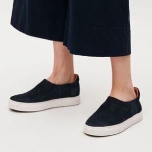 COS Navy Blue Leather Suede Slip On Sneakers Size 7